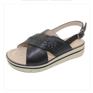 Salvia  Aidan In Black Pebble Nappa Leathers Sandals Size 38/7.5.New Condition.